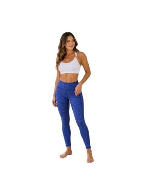 Lucy Women’s High Rise Blue Space Dye Performance Leggings Size M